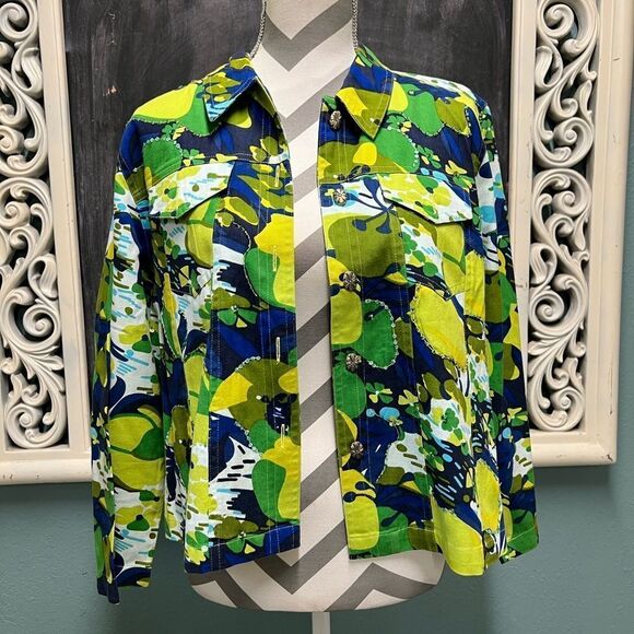 Choices Vibrant Green and Blue Jacket - Picture 1 of 10